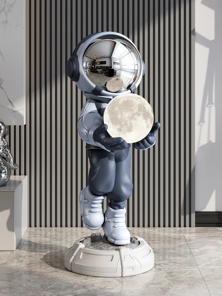 Home Decor Creative Luminous Astronaut Statue Floor Decor Nordic Living Room Large Welcome Sculpture Art Astronaut Lamp Statues 240920