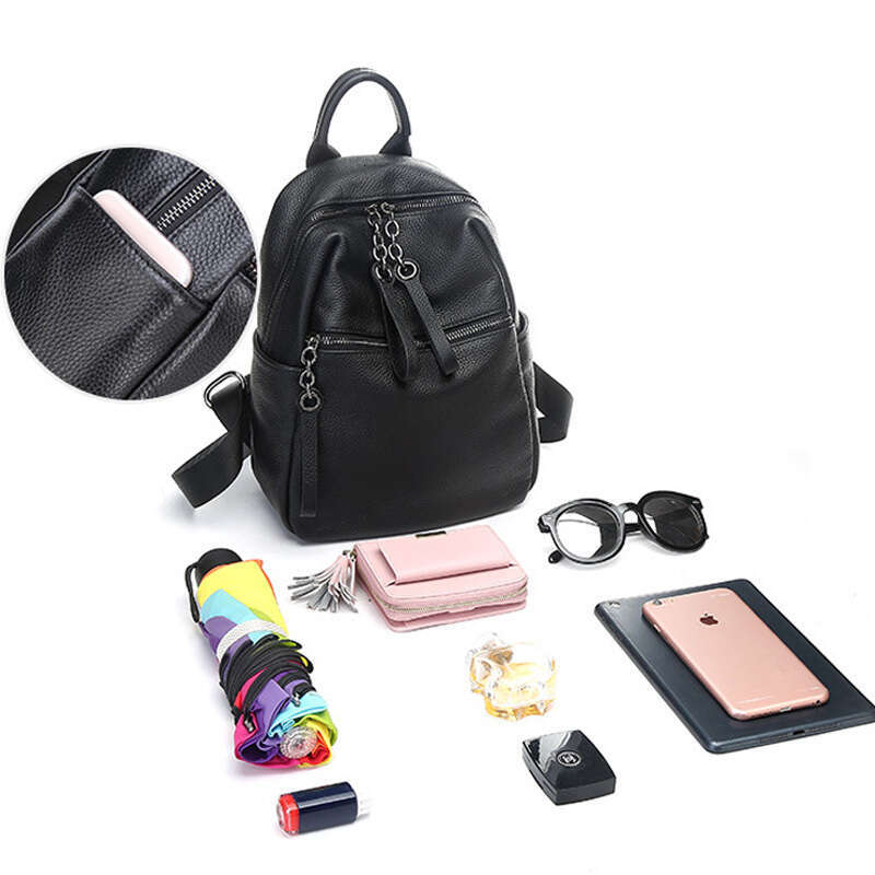 Black Leather Backpack hot Women: Stylish Preppy Schoolbag for 2024