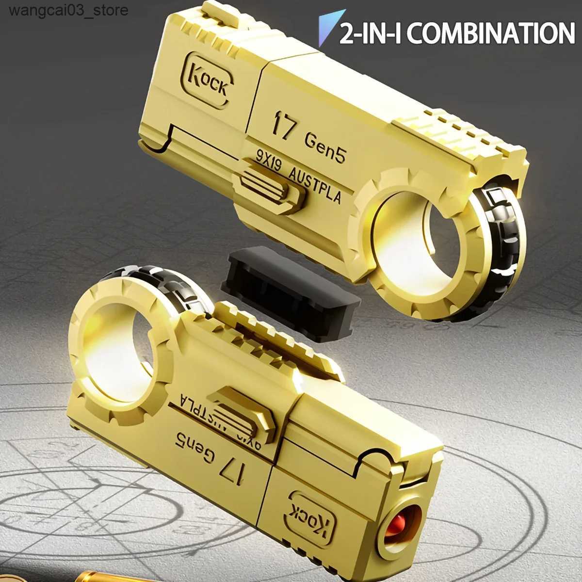 Decompression Toy Adult Fidget Toys For Stress Relief Alloy Fingertip Toy Pistol Decompression Launcher Model Ring For Anxiety Gift L240910