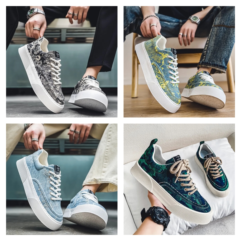 Plus-size Canvas Hot selling with thick soled printed men's fashion shoes dh5367242