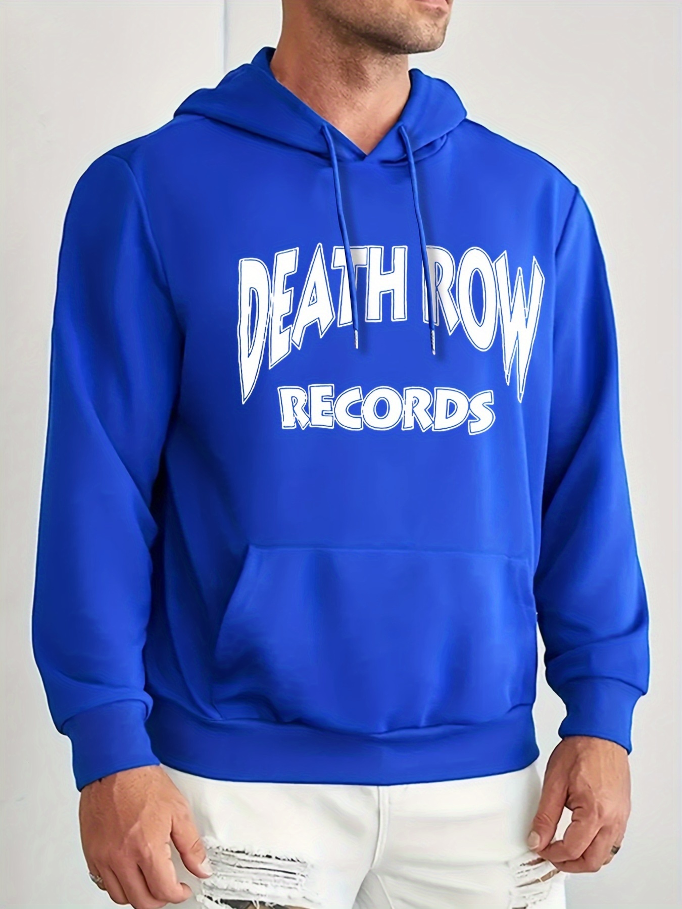 Death Row Records Graphic Print, Men's Stylish & Trendy & Cozy Long Sleeve Hoodie, Versatile Hooded Sweatshirt For Autumn & Winter Daily Wear