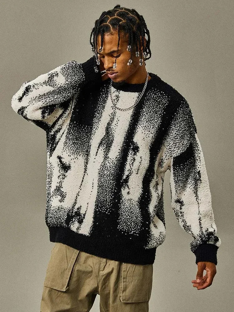 Gothic Vintage Pullover Men Hip Hop Haruku Y2k Clothes Knitted Sweather 2023 Couple Sweater