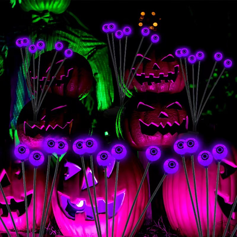 Solar Halloween Ghost Eye LED String Lights Ground Plug Lights Outdoor Patio Festival Ambient Lights Firefly Eyeball Lights
