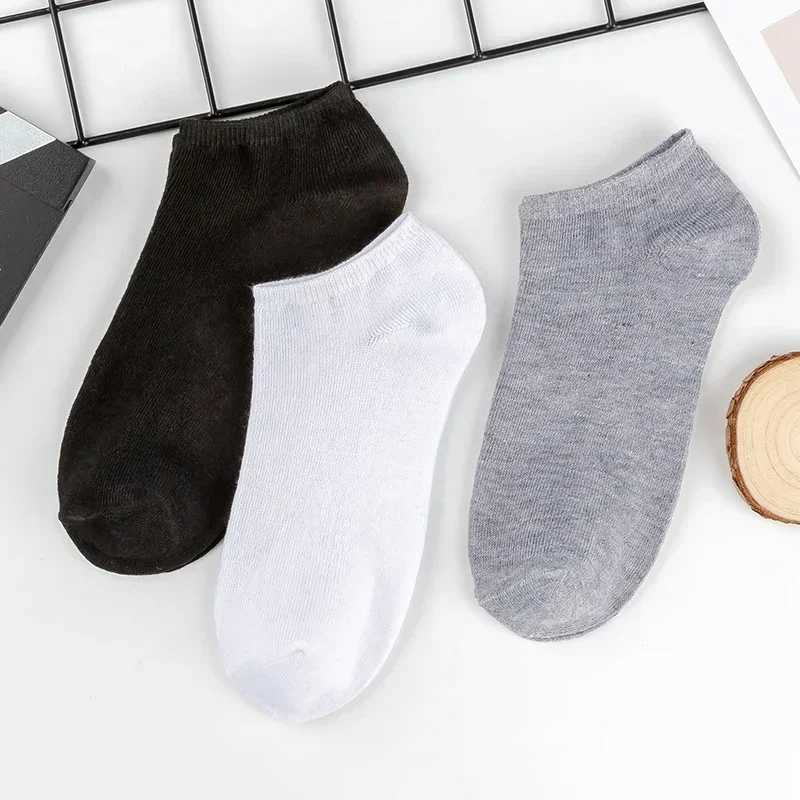 10/5Pairs Men Ankle Socks Solid Color Black White Gray Invisible Breathable Cotton Sports Socks Male Short Socks Women Men SoxX240923