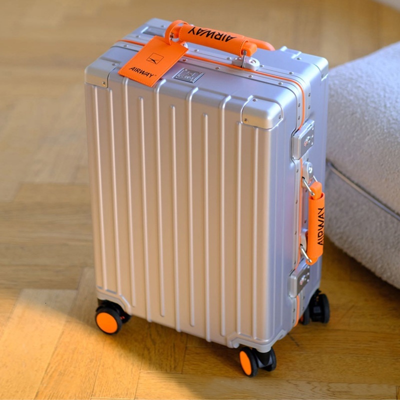 Airway aluminum frame PC luggage, female 20 inch boarding male trolley case, universal wheel password box, 26 travel case