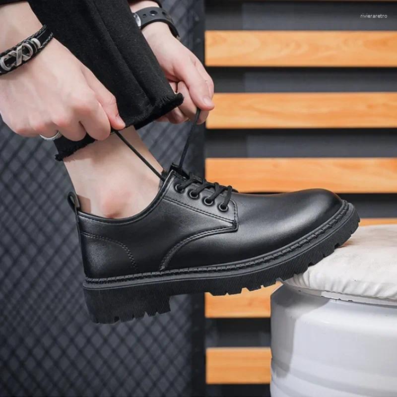 Casual Shoes Kitchen Work Waterproof Leather Men Black Business Shoe Lace-up Fashion Male 2024 Outdoor Non-slip Flats