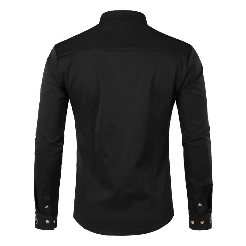 Mens Hipster Oblique button down embroidered dress slim fit long sleeved mens casual business wedding 240923