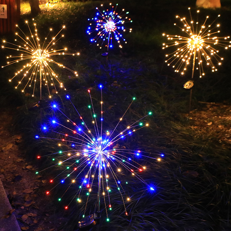 led solar ground fireworks dandelion string lights garden Christmas decoration lights outdoor lawn garden lights