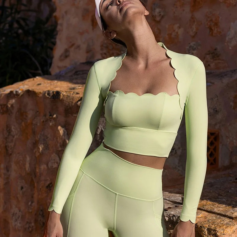 Square Neck Tight Fitting for WomenHigh ElasticitySlimming SportsLong SleevedProfessional RunningQuick DryingFitness 240918