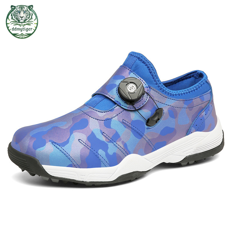 ddmytiger Hot selling large size couple anti slip golf for men and women's casual rotating button waterproof sports shoes A