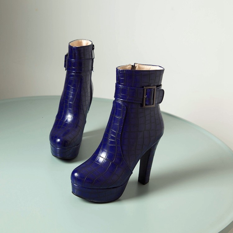 SIMLOVEYO 2021 Yellow Blue Platform Thick High Heeled Sexy Lady Shoes For Foot Women Ankle Boots Extra Big Size 33-50 241110