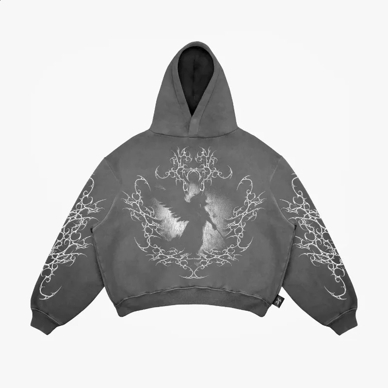 Y2K Harajuku Autumn And Winter Fashion Oversized Printed Hoodies Men Street Vintage Gothic Washed Couples Sports Sweater 240911