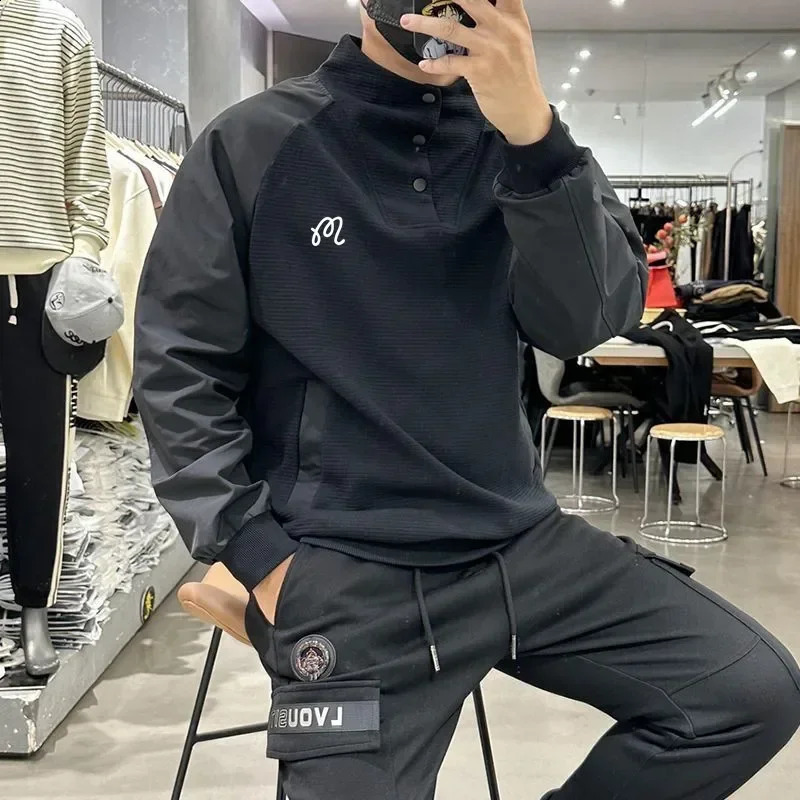 Golf Wear Mens Clothing Fast Drying Sports High Quality Loose Elastic Shirt Hoodie 240920