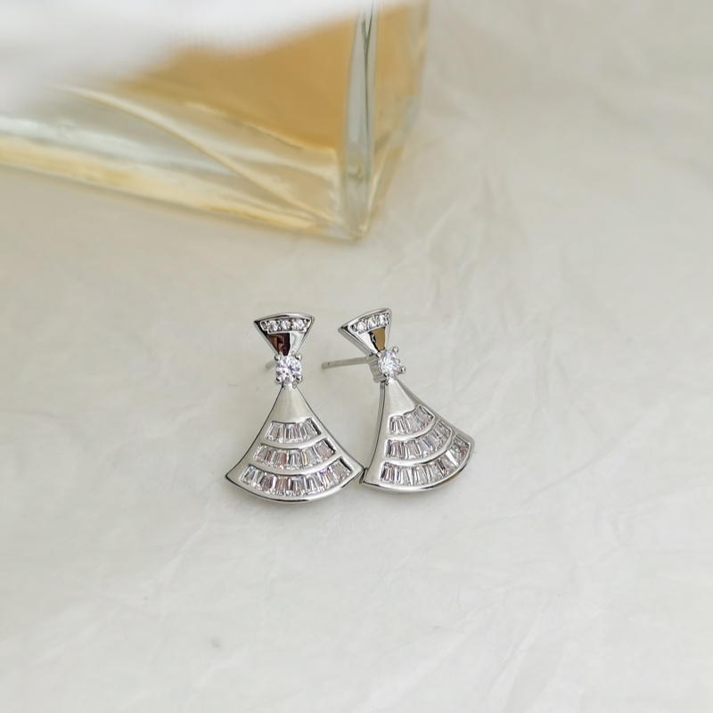 Earring Scalloped Diamond Stud Earrings Micro Zirconium French Temperament Commuter Earrings