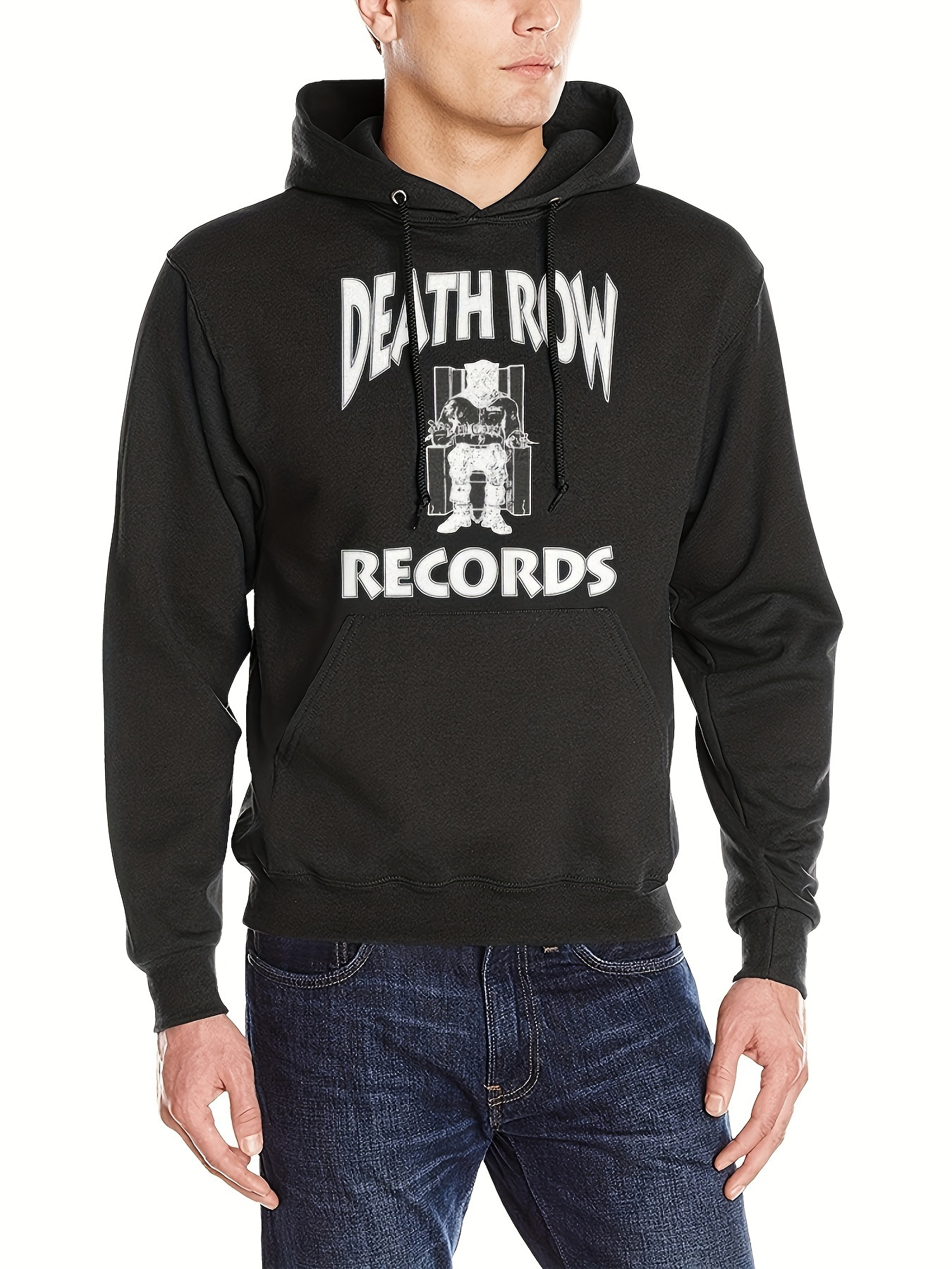 Men's Hoodie, "Death, Row, Records" Printed, Gym Leisure Pullover Hoodie with Pocket, Men's Sweatshirt, Casual 3D Printed Hoodie, 