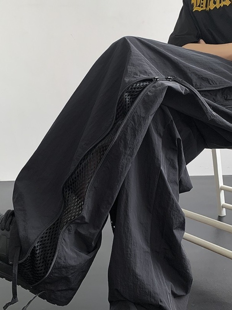 Breathable Men's Summer Camo Cargo Trousers with Side Zip - Lightweight Nylon Airman Pant