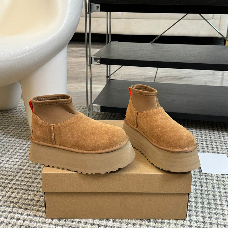 Designer Classic Mini Dipper Boots Woman Australia Platform Boties châtaigniers en cuir en daim noir Slip on Femme Men Snow Boot Chaussures d'hiv