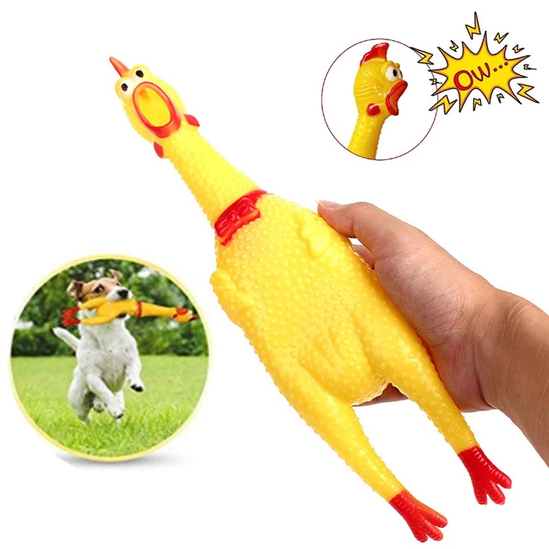 New Pets Dog Squeak Toys Screaming Chicken Squeeze Sound Dog Chew Toy Durable Funny Yellow Rubber Vent Chicken