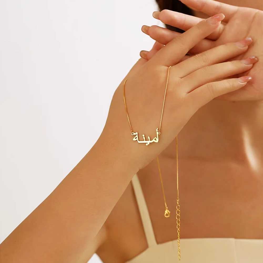 Custi Arabic Name Cust necklace used for Wen Personalized stainless steel gold chain necklace Islamic necklace jewelry gift Y240924