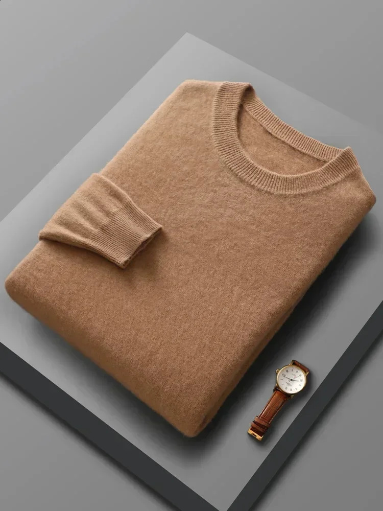 Spring Autumn 100% Wool Pullover Sweater Men O-neck Long-sleeve Cashmere Knitwear Female Clothing Mens Clothing 240919 - view 5