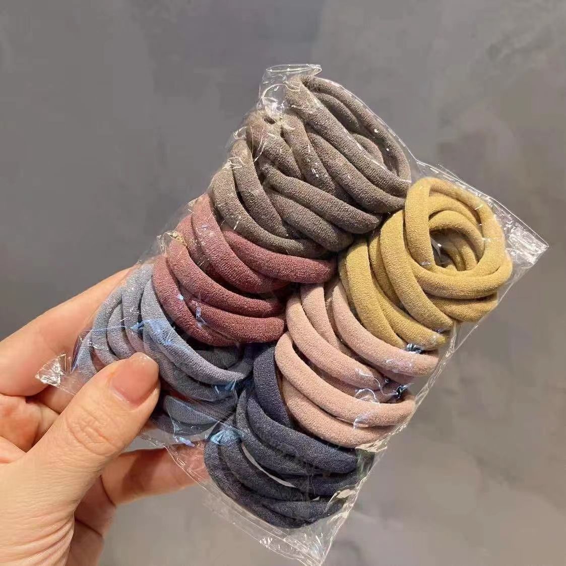 Morandi Tone Elastic Hair Rings for Bold High Ponytails - Set of 50