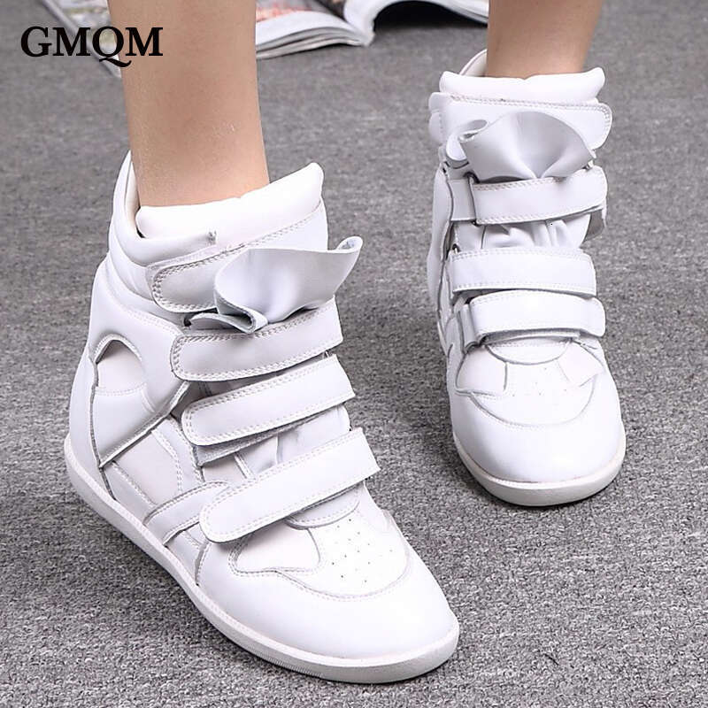 Women's Fashion 2025 New High Heel Ankle Boots Round Toe Sneakers Flat Wedge High-Top Casual Black Sports Shoes