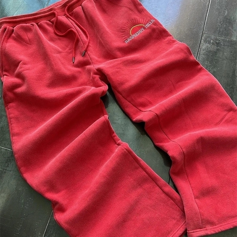 GOLD Trendy s Summer Cotton Casual Pants Red Fashion Man Women Street Sweatpants Harajuku Baggy Joggers Straight 240910