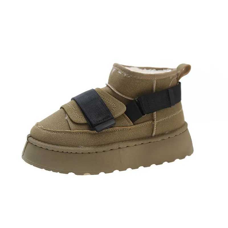 2024 Cow Suede Winter Womens Fashion Snow for Girls Flat Designer Platform Boots Casual Thicken Sneakers Shoe J241104