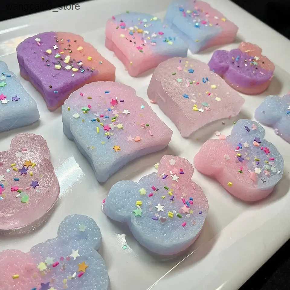 Decompression Toy Rainbow Jelly Toast Squeeze Toys Soft 3D Squishy Mochi Toy Relaxed Relief Squishies Fidget Decompression Toys Cute Gifts L240910