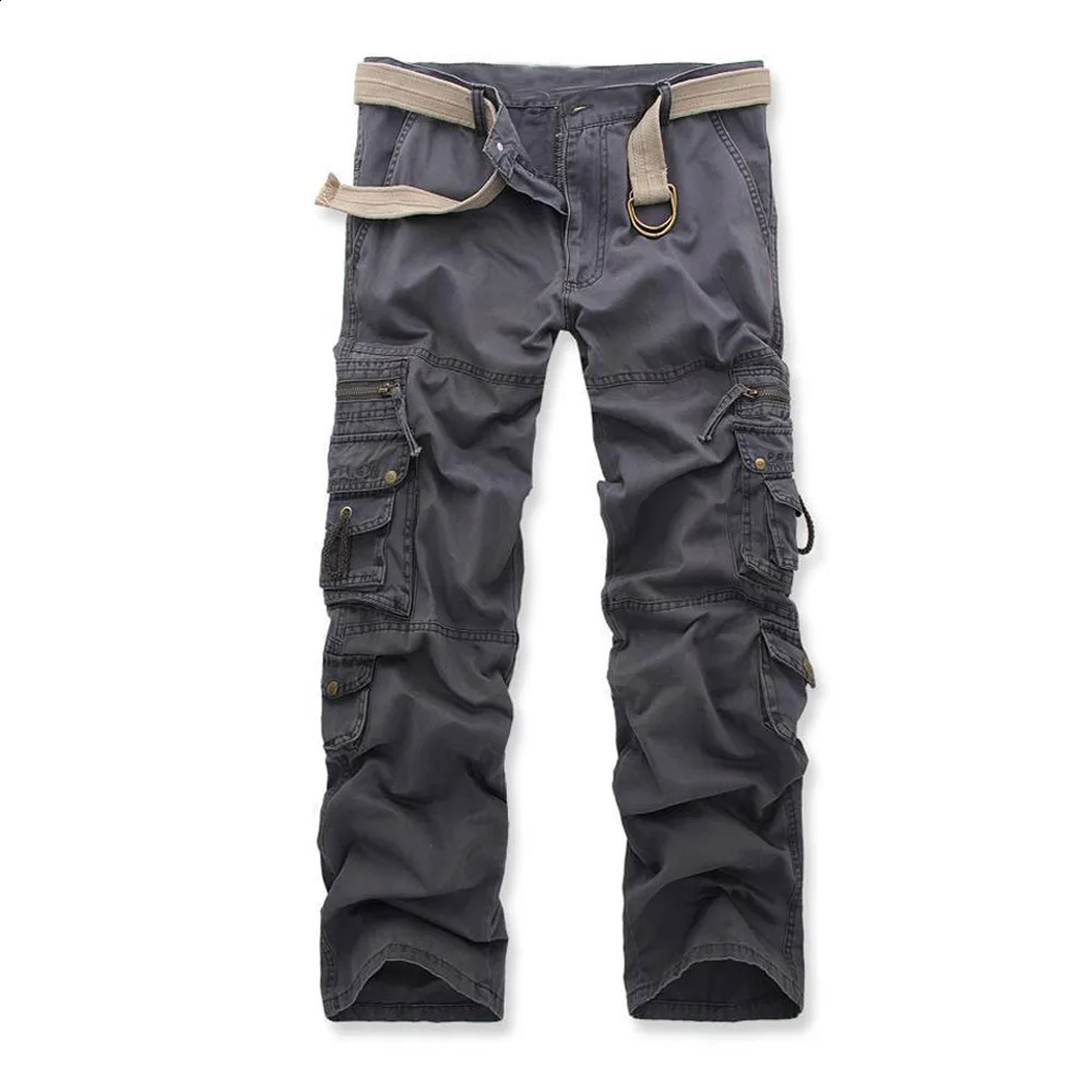 mens cargo pants casual multi pocket tactical straight cotton combat suit 240921w