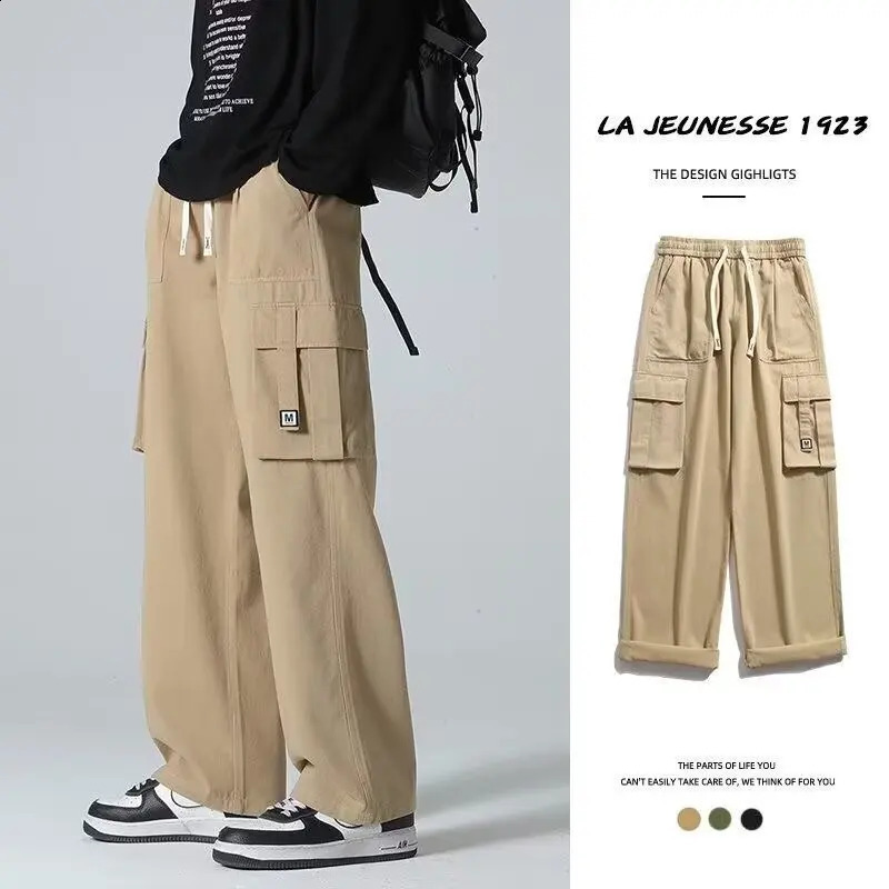 Casual Jogger Pants Mens Summer Large Size Loose Wide-leg Pants Style Trendy Straight Drape Elastic Sports Wear Men Trousers 240921