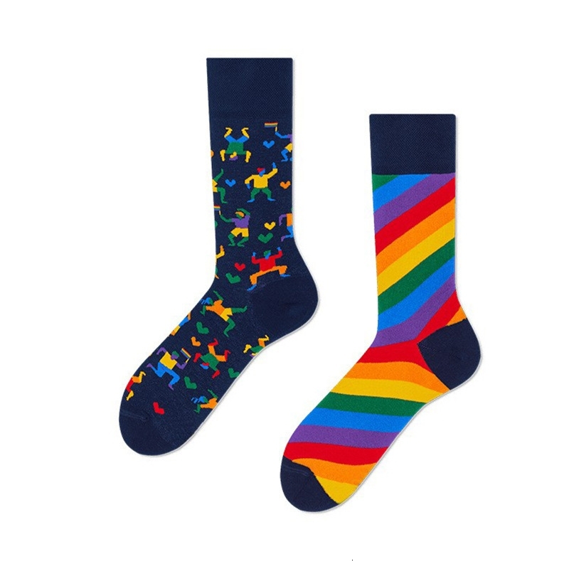 Mens And Womens Socks Personalized Cartoon AB Trendy Hosiery Creative Fashion Sports Cartoon Mid Tube Cotton Socks