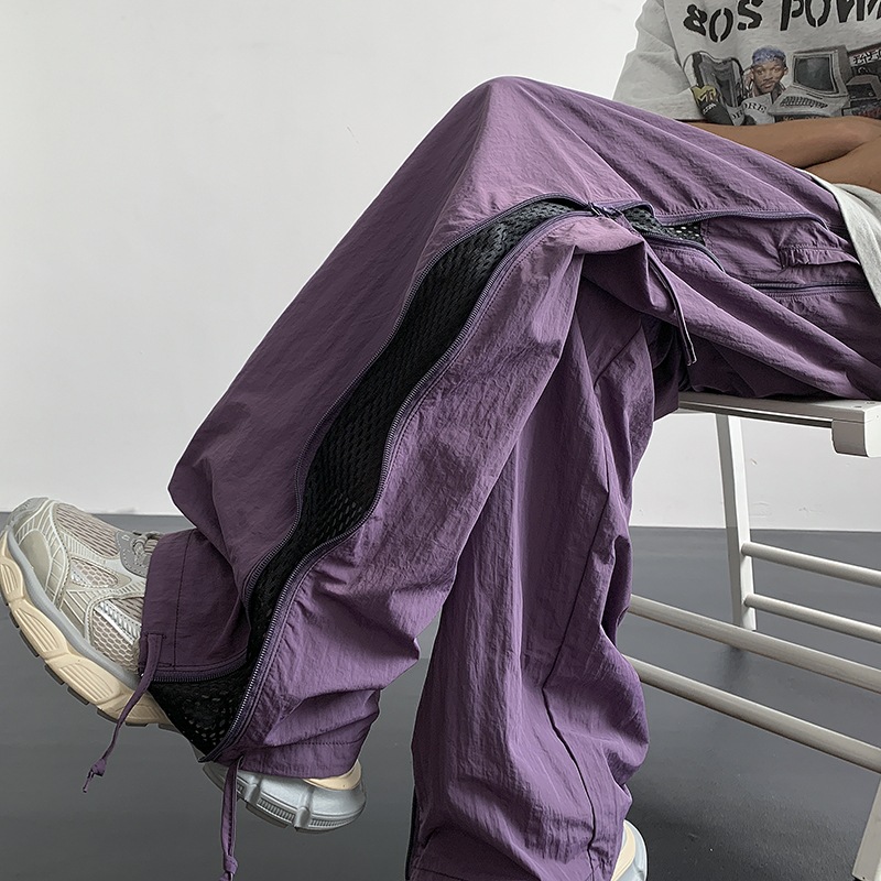 Breathable Men's Summer Camo Cargo Trousers with Side Zip - Lightweight Nylon Airman Pant