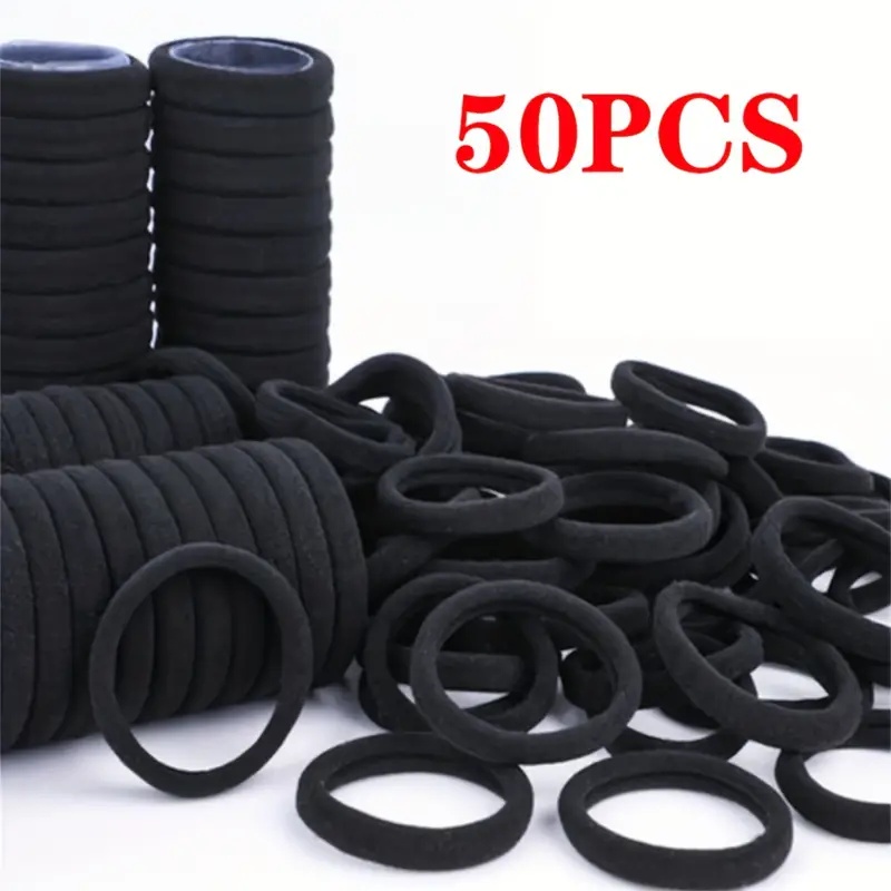 High-Stretch Black Hair Tie - No Sewing Seamless Rubber Hair Accessory