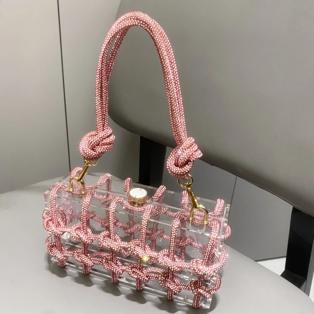 Handle Rhinestones Evening bag silver Crystal handmade Bags for Women Purses and Handbags er banquet bag 250103