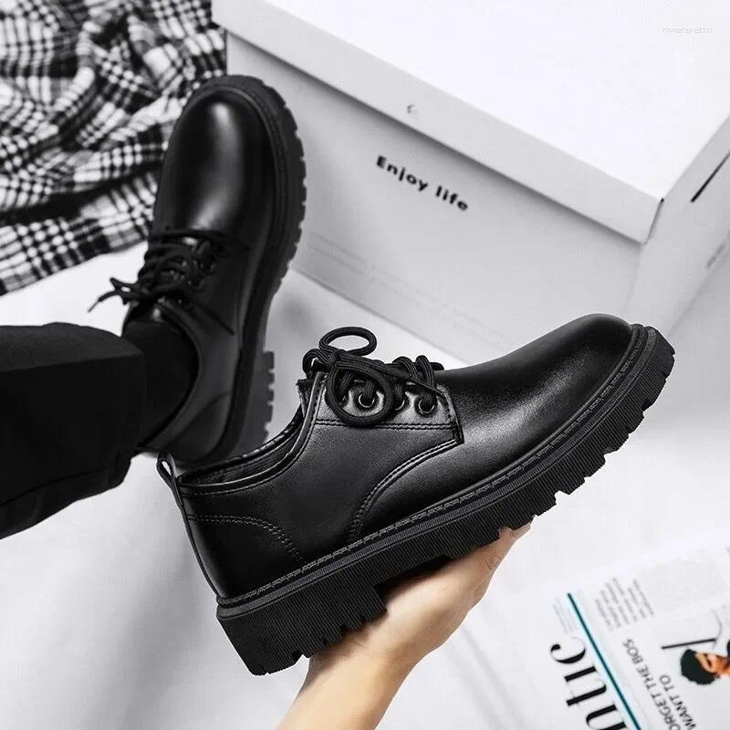 Casual Shoes Kitchen Work Waterproof Leather Men Black Business Shoe Lace-up Fashion Male 2024 Outdoor Non-slip Flats