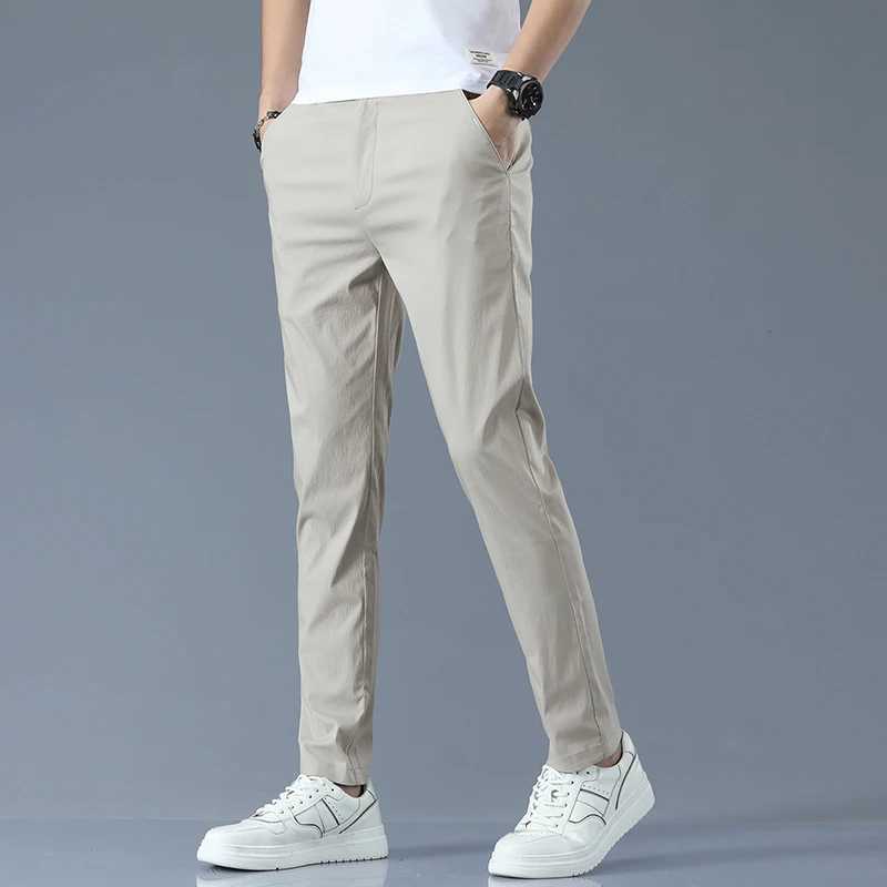 Slim Fit Casual Pants Men Lightweight Classic Straight Trousers for Men Breathable Cotton Joggers Business Solid khaki Pants Z240924