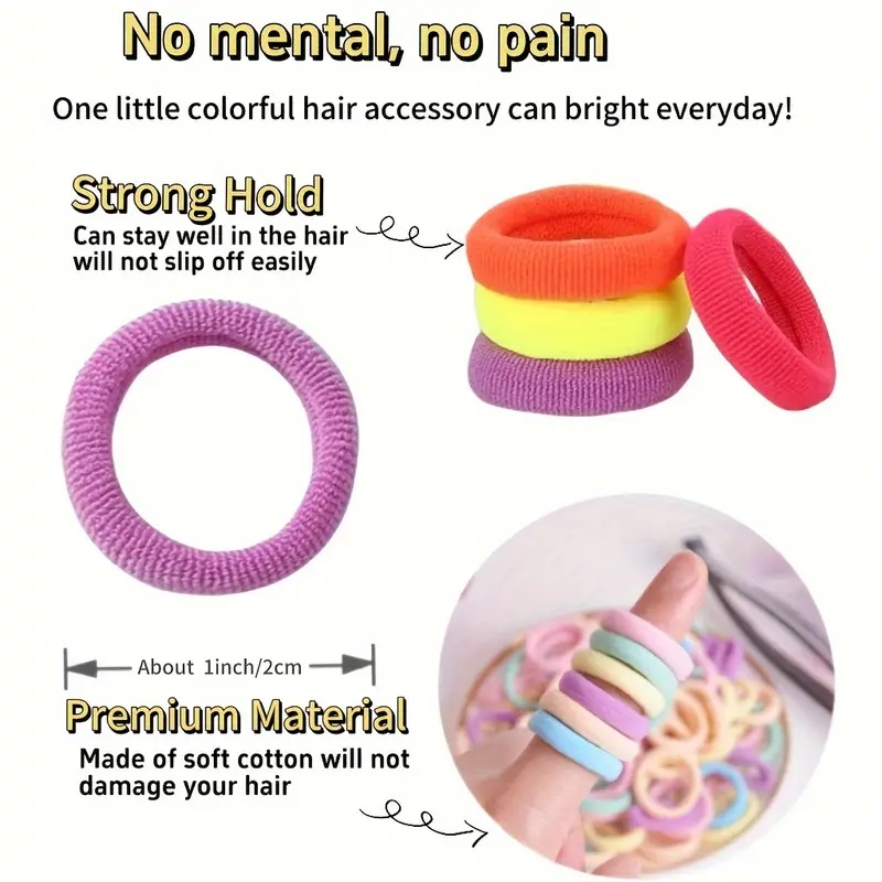 Trendy Girl Hair Accessories - 500 Pieces 2cm No-Seam Elastics, Perfect for Children