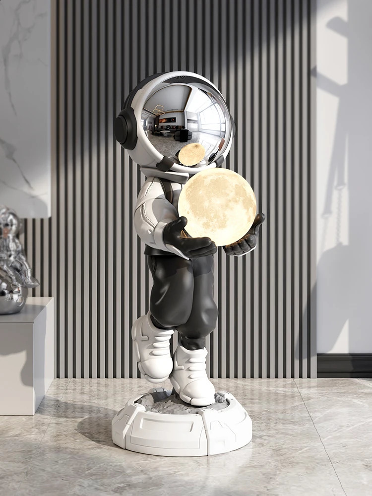 Home Decor Creative Luminous Astronaut Statue Floor Decor Nordic Living Room Large Welcome Sculpture Art Astronaut Lamp Statues 240920