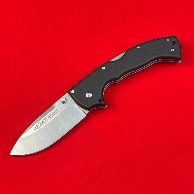 CL 4-Max Scout Folding Knife AUS-10A Stone Wash Drop Point Blade GRN Handle Outdoor Camping Hiking Survival EDC Pocket Knives