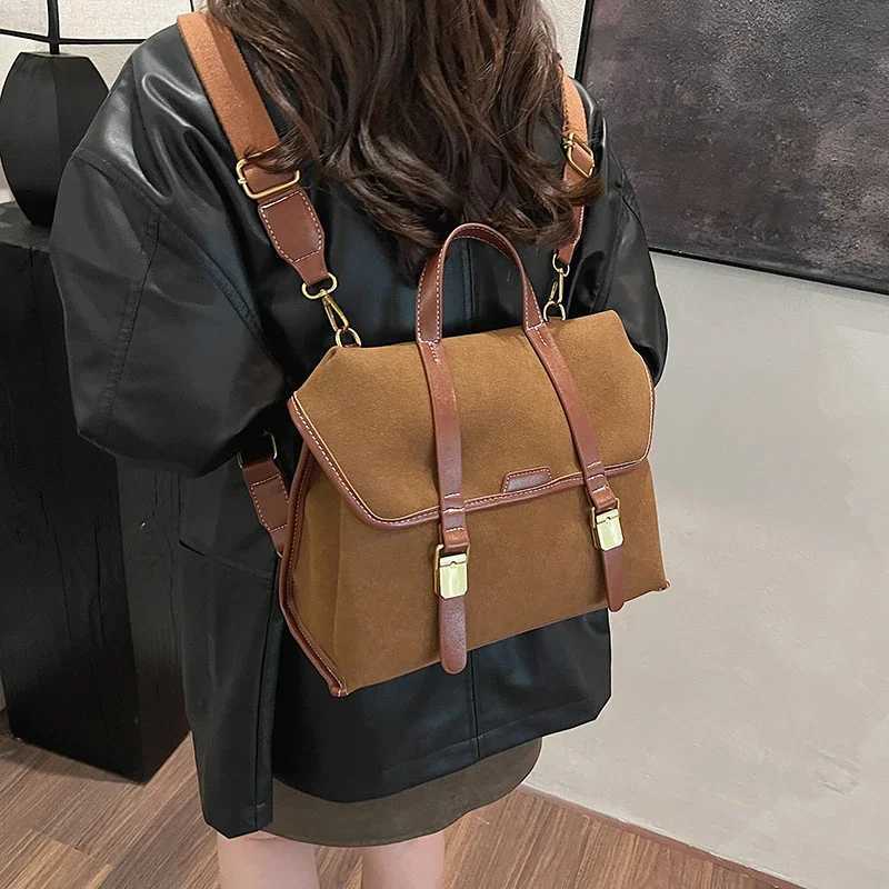 CMM Backpack Women Retro Small NUBUCK Backpacks 2024 Winter Korean Fashion Vintage Backpack Lady Students Travel Back Packs