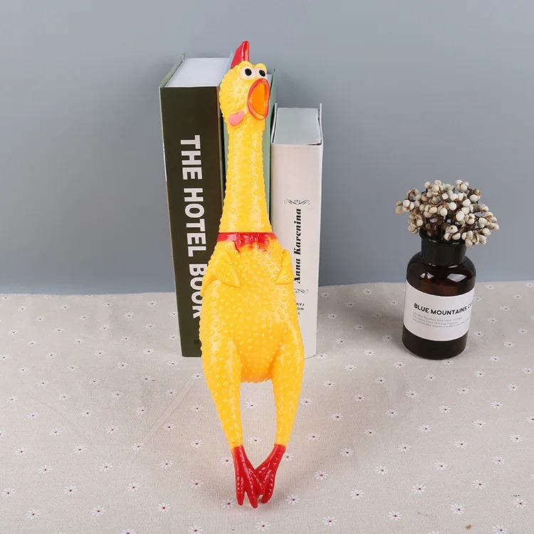 New Pets Dog Squeak Toys Screaming Chicken Squeeze Sound Dog Chew Toy Durable Funny Yellow Rubber Vent Chicken
