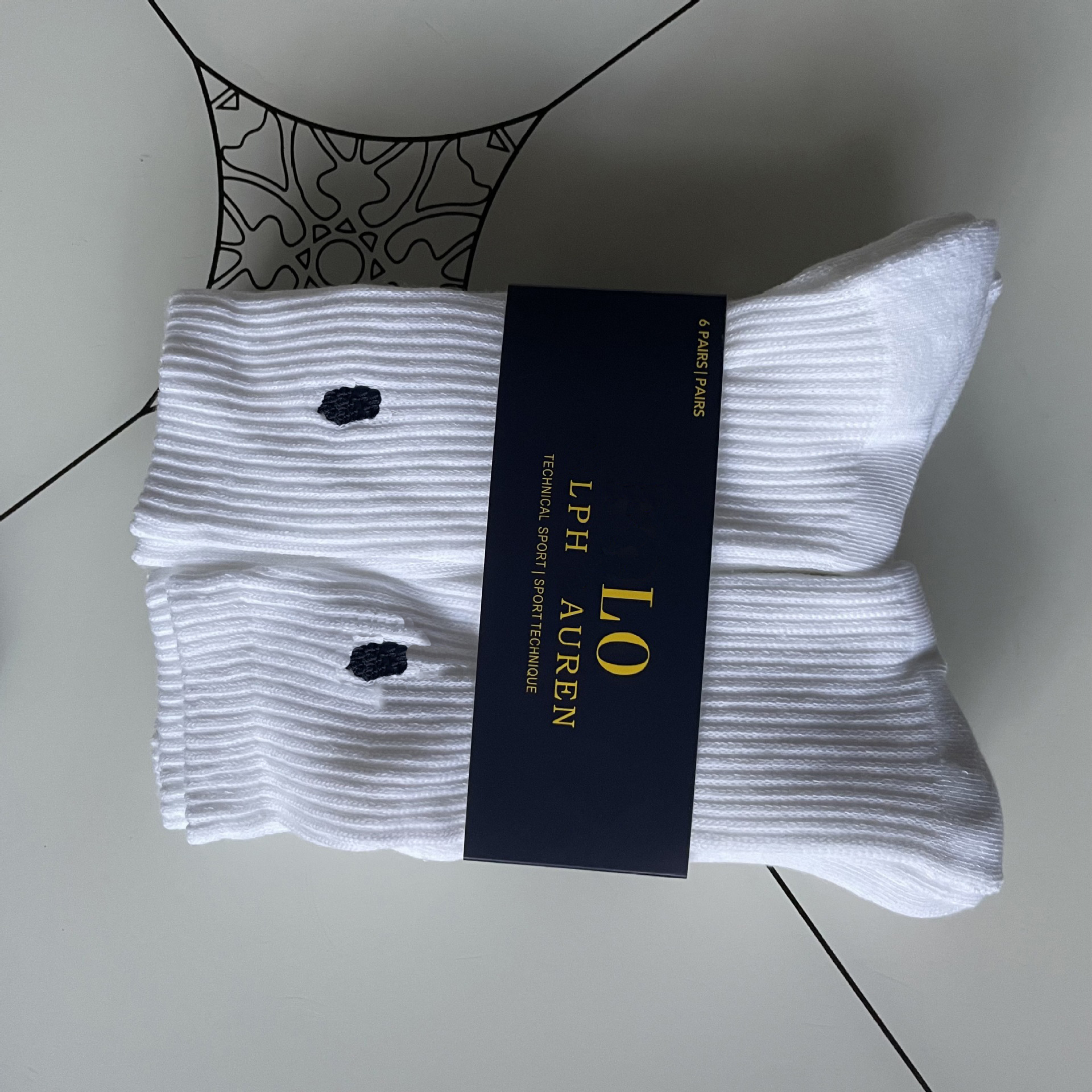 POLO Men's Womens Medium Length Cylinder n Letter Cotton Stocking Sports Casual ly Embroidered Socks 6 Pairs/Lot