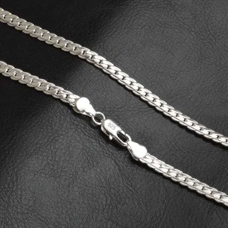 925 sterling silver 6MM Fl side chain necklace suitable for mens fashion jewelry sets and wedding gifts Y240924