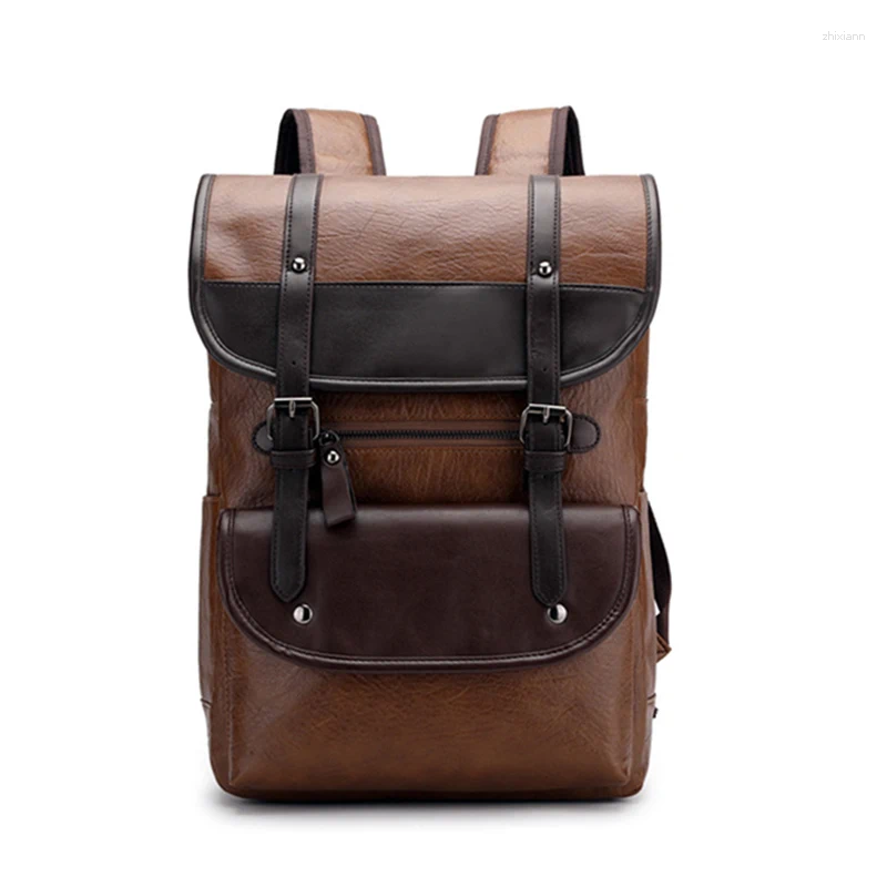 Shoulder Bags Backpack Men's Trendy Retro Bag Business Computer Travel Weekend Large Capacity Waterproond Durable Leather