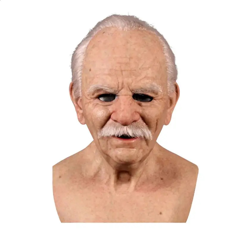 Halloween latex full head facial mask adult real elderly s face party dress decoration 240923
