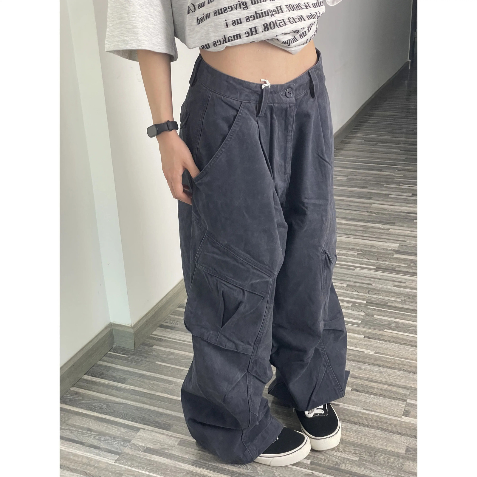 American style retro men and women trendy personalized multi pocket for couples autumn loose hip-hop casual pants y2k 240911