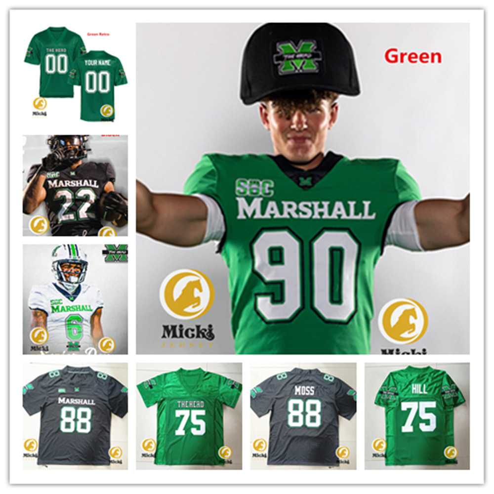 Steven Faucheux Marshall Thundering Herd Football Jersey Charles Montgomery Caleb Coombs Isaiah Gibson Sr. Tim Lawson Custom Stitched Marshall Jerseys