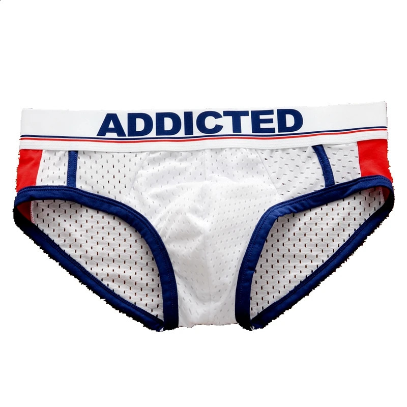 Addicted mens low waist breathable ice mesh hole comfortable fashion briefs men 240923