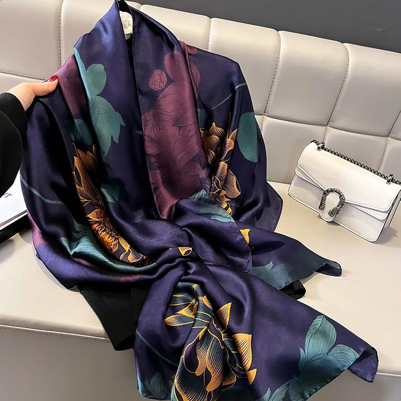Women Scarf Silk Scarves Spring And Summer Fashion Printing Shawl Temperament Long Wrap Thin For Travel Warm Neck Sun Protection 240914